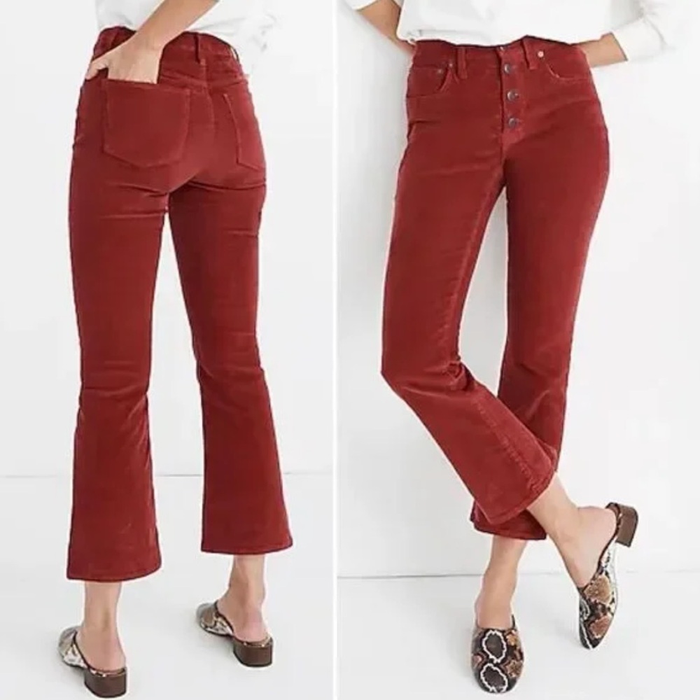 Red/Rust Madewell Cali Demi Boot Corduroy Pants